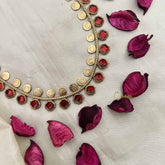 Vriksham Traditional Lakshmi Coin With Red Stone Detailing Design Long Neckpiece-G20419